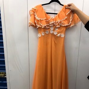 Women's Vintage Party Dress Brand USA orange color